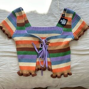 Cropped Split Knitted Baby Tee